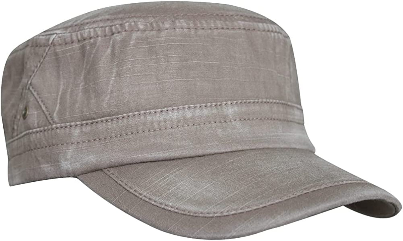 Men's Cotton Flat Top Peaked Baseball Twill Army Military Corps Hat Cap Visor