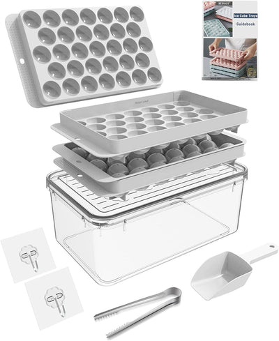  Round Ice Trays for Freezer with Lid and Bin