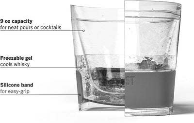  Cooling Cups for Whiskey, Bourbon, and Scotch, Freezer Gel Chiller Double Wall Tumblers Set of 1, Smoke,9 ounces