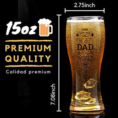 Dad  Beer Glass, Gifts for Dad on Father's Day, Birthday from Daughter, Son, 15oz Pint glass, Beer mug, You are the best dad in the world, Onebttl