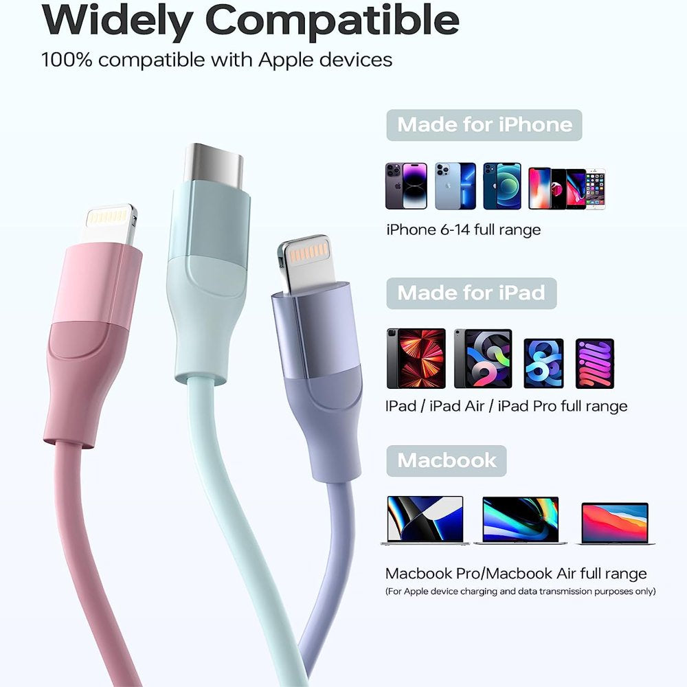  Iphone Charger [Apple Mfi Certified] 3Pack 6Ft Usb C to Lightning Cable Fast Charging Iphone Charger Cord Compatible with Ipod Ipad