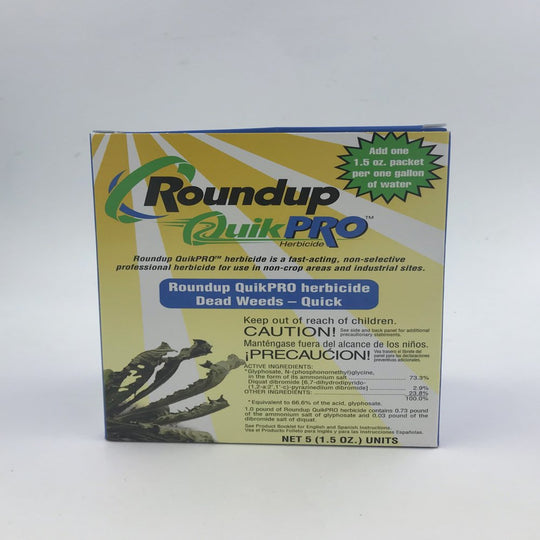 Weed Killer Roundup Quickpro | 1.5Oz Packets 5 Pack Box Makes 5 Gallons of Solution | Non Selective Weed Control
