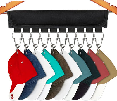 TOPMEET Hat Organizer for Baseball Caps Storage,10 Stainless Steel Clips Holder for Hanger, Cap Rack/Hat Shelf Fit Room Closet,Door,Wall - 1 Pack