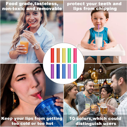 20 Pack Reusable Stainless Steel Metal Straws,10.5" & 8.5" Reusable Drinking Straws with 20 Silicone Tips 5 Straw Brushes 1 Travel Case,Eco Friendly Extra Long Metal Straw Fit for 20 24 30 oz Tumbler