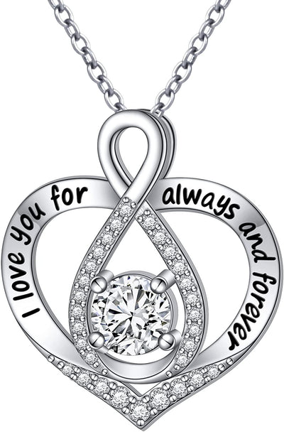 S925 Sterling Silver Birth Stone Heart Pendant Necklaces 