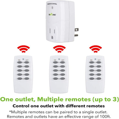 Wireless Remote Control Outlet Switch Power Plug in for Household Appliances, Wireless Remote Light Switches (2 Remotes + 5 Outlets)