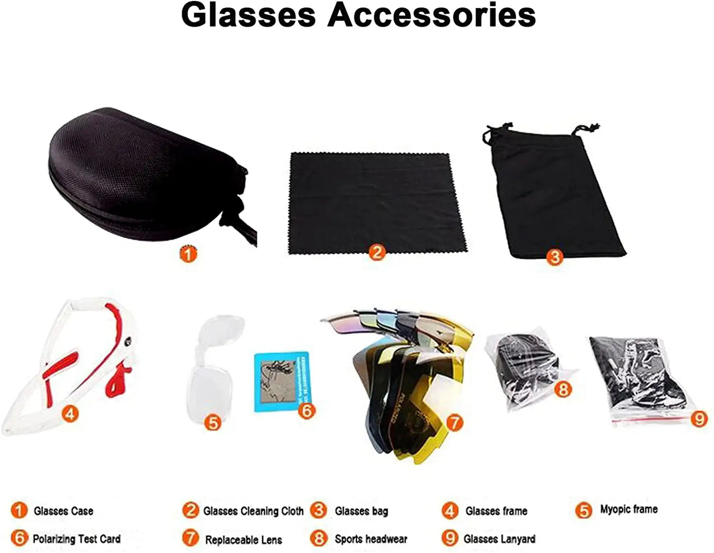 Anti-UV400 Cycling Glasses, Polarized Sports Sunglasses with 4 Interchangeable Lenses