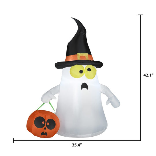 Airblown Inflatables 3.5FT Tall Halloween Inflatable Cute Ghost with Witch Hat