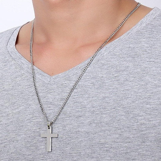 Stainless Steel Cross Pendant Chain Necklace for Men Women Jewelry Gift
