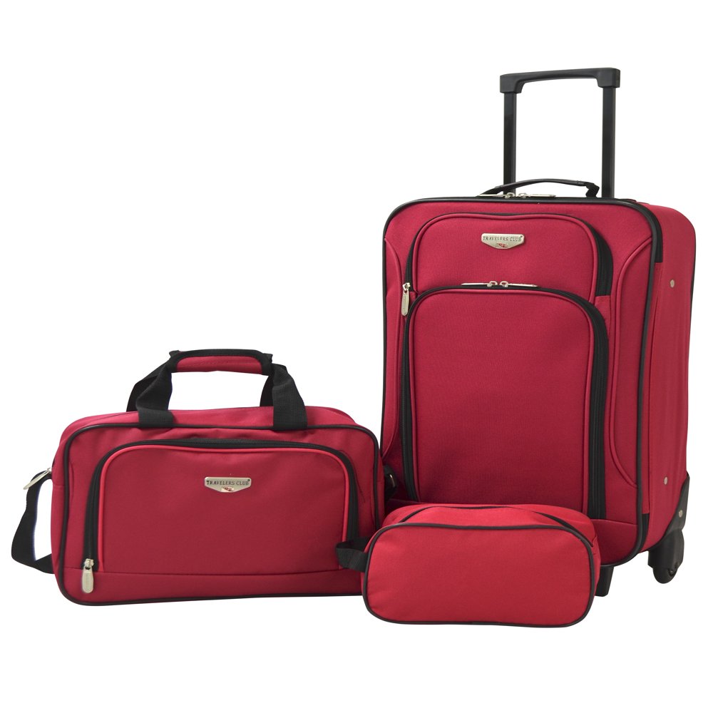 Travelers Club 3 Piece Euro Carry-On Value Set, Red