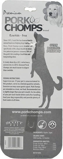 Pork Chomps Roasted Pressed Pork Skin Dog Chew, 7-inch Bone, 1 Count