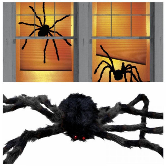 Halloween Giant Spider Decorations, Large Fake Spider with Straps Hairy Backpack Spider Realistic Scary Prank Props for Indoor Outdoor Yard Party Halloween Decor,29.5"