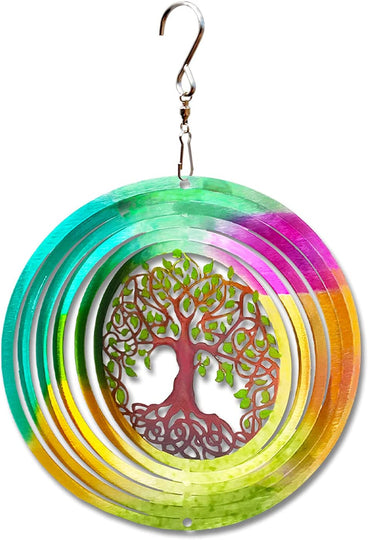  Tree of Life 6inch 3D Stainless Steel Laser Cut Metal Art Geometric Pattern Worth Gift - Hanging Wind Spinner Kinetic Yard Art Decorations - Indoor/Outdoor Décor