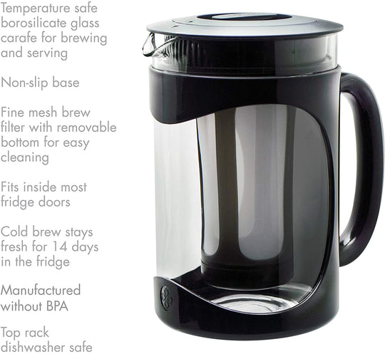 6 Cup Deluxe Cold Brew Iced Coffee Maker with Comfort Grip Handle