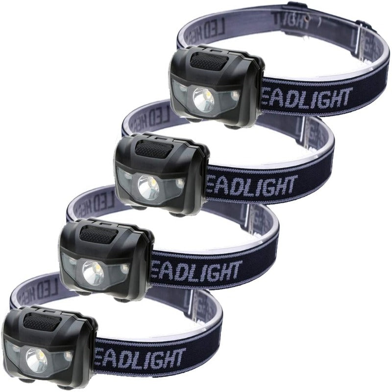 4 Pack Lightweight Waterproof LED Headlamp with 4 Light Modes 