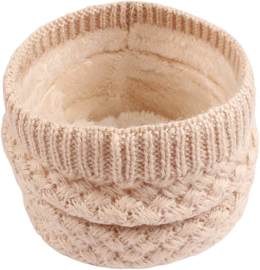 Women Winter Knitted Scarf Unisex Circle Loop Scarves Thick Fleece Neck Warmer for Men