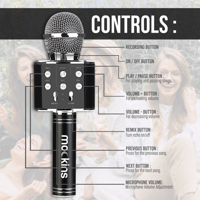 Portable Karaoke Microphone  - Mic with Built in Bluetooth Speaker - Compatible with IOS and Android Devices