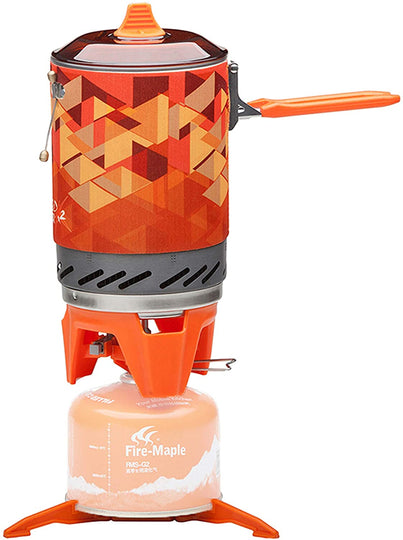 Fire-Maple "Fixed-Star 2" Personal Cooking System Stove w/Electric Ignition, Pot Support & Propane/Butane Canister Stand | Jet Burner/Pot System for Backpacking, Camping, Hiking, Emergency Use