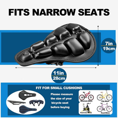 GZHaiTuoSi Bike Seat ,Bike Seat Cushiont 3D Air Shock Absorbing Bicycle Seat Cushion/Pad Cover Waterproof Bicycle Saddle - Dual Shock Absorbing Air Inflatable for Indoor Exercise Outdoor Cycling