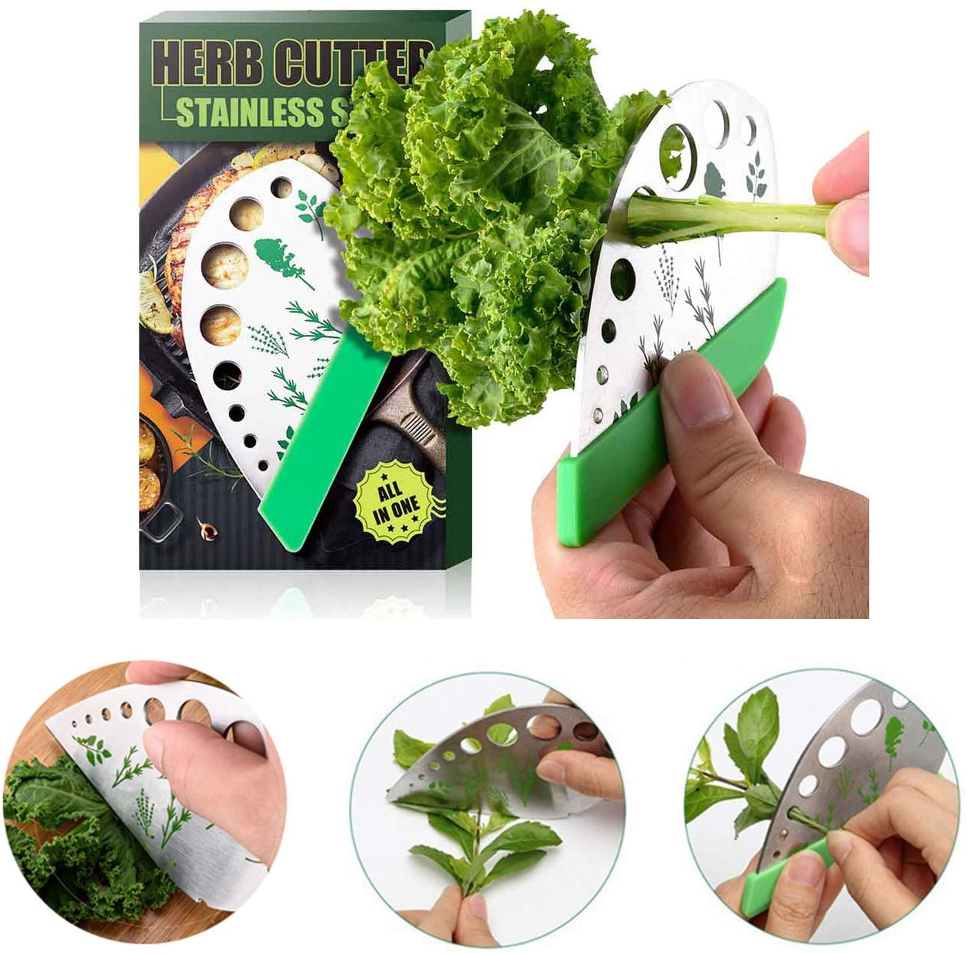 Herb Stripper 9 Holes Graters, Stainless Steel Kale Stripping Tool, Herb Leaf Stripper Kitchen Gadgets Cilantro Tool Herb Peeler for Kale, Collard Greens, Chard, Thyme, Rosemary (With Package)