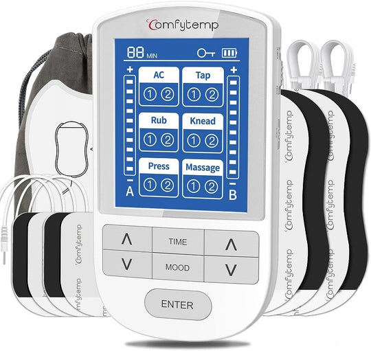  TENS Unit Muscle Stimulator, Dual Channels TENS Machine for Pain Management, Electronic Pulse Massager for Back, Neck, Sciatica, Shoulder Pain Relief, 12 Modes, 8 Electrode Pads