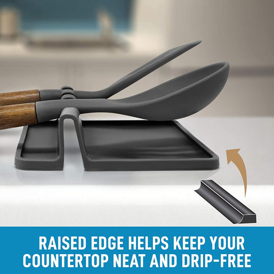 Silicone Utensil Rest with Drip Pad for Multiple Utensils, Heat-Resistant, BPA-Free Spoon Rest & Spoon Holder for Stove Top, Kitchen Utensil Holder for Spoons, Ladles, Tongs & More - by Zulay