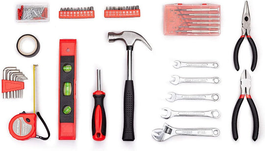 136 Piece Tool Set General Household Hand Tool Kit with Plastic Toolbox 