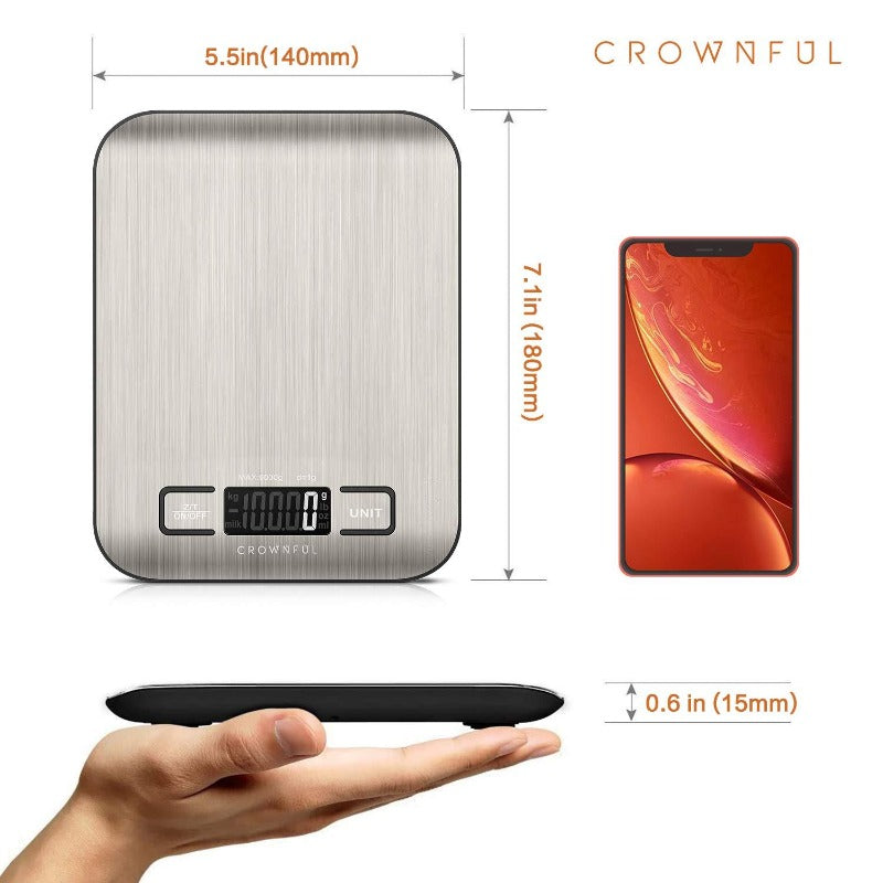Crownful 5 Unit 11LB Digital Food Scale With Tare Function And LCD Screen (Batteries Included)