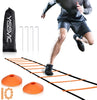 YISSVIC Agility Ladder and Cones 20 Feet 12 Adjustable Rungs Fitness Speed Training Equipment, 20 Feet Speed Agility 1 Carry Bags, 10 Cones, 4 Stakes, Basketball, Soccer, Football
