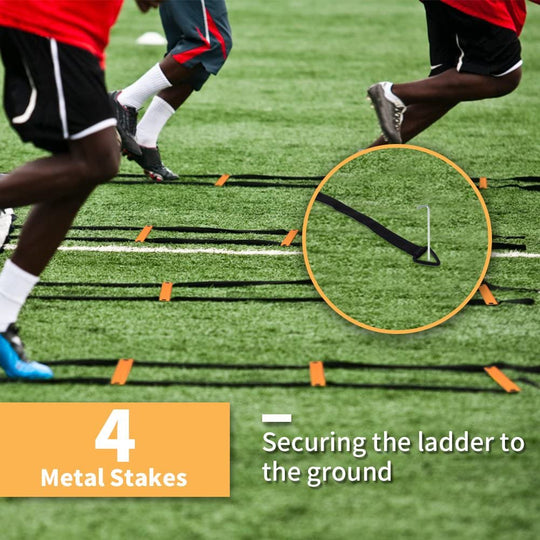 YISSVIC Agility Ladder and Cones 20 Feet 12 Adjustable Rungs Fitness Speed Training Equipment, 20 Feet Speed Agility 1 Carry Bags, 10 Cones, 4 Stakes, Basketball, Soccer, Football