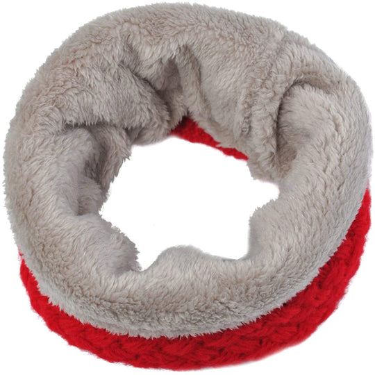 Lo Shokim Harsh Winter Double-Layer Soft Fleece Lined Thick Knit Neck Warmer Circle Scarf Windproof
