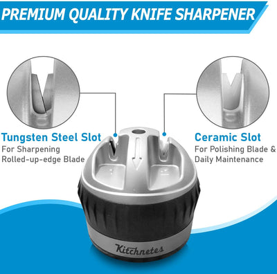 2 Stage Non-Slip Knife Sharpener Tool for Straight Blade Kitchen Knives