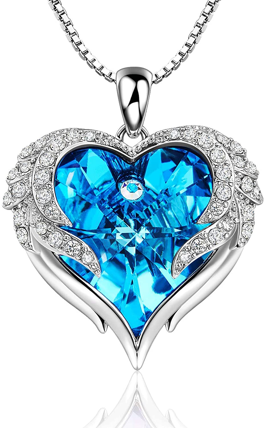 Women's Swarovski Crystal Wings Of An Angel Heart Necklace