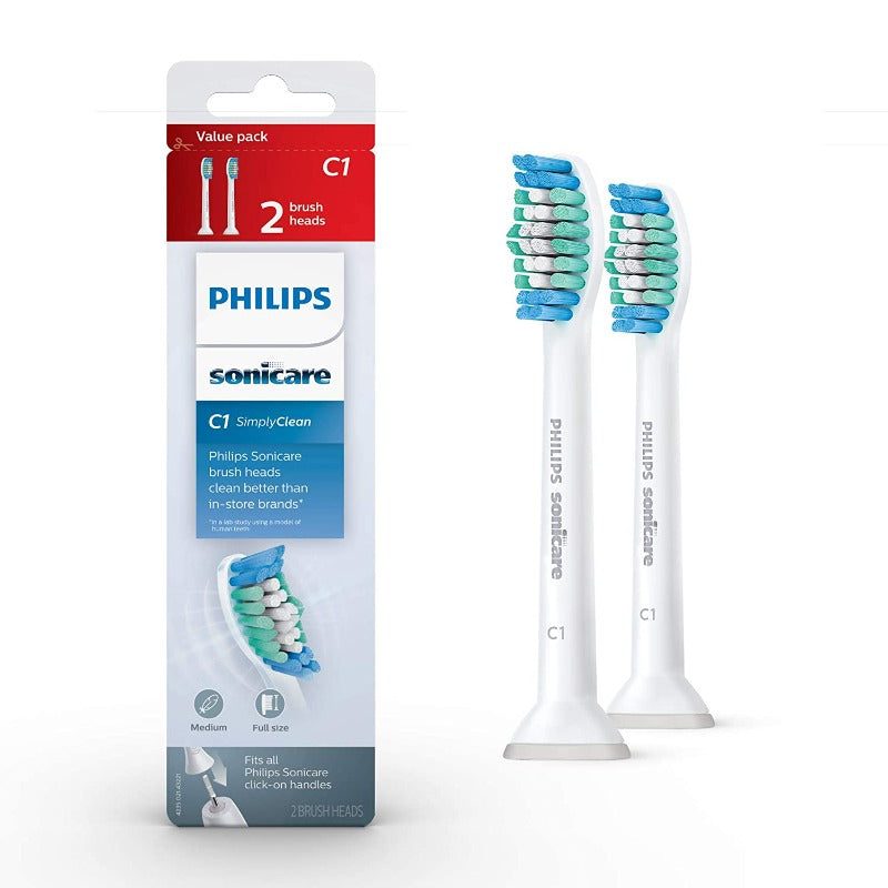 Genuine Philips Sonicare Simply Clean replacement toothbrush heads, HX6012/04, 2-pk