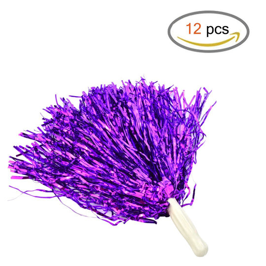 baotongle 12 PCS Cheerleading Squad Spirited Fun Poms Pompoms Cheer Costume Accessory For Party Dance Sports