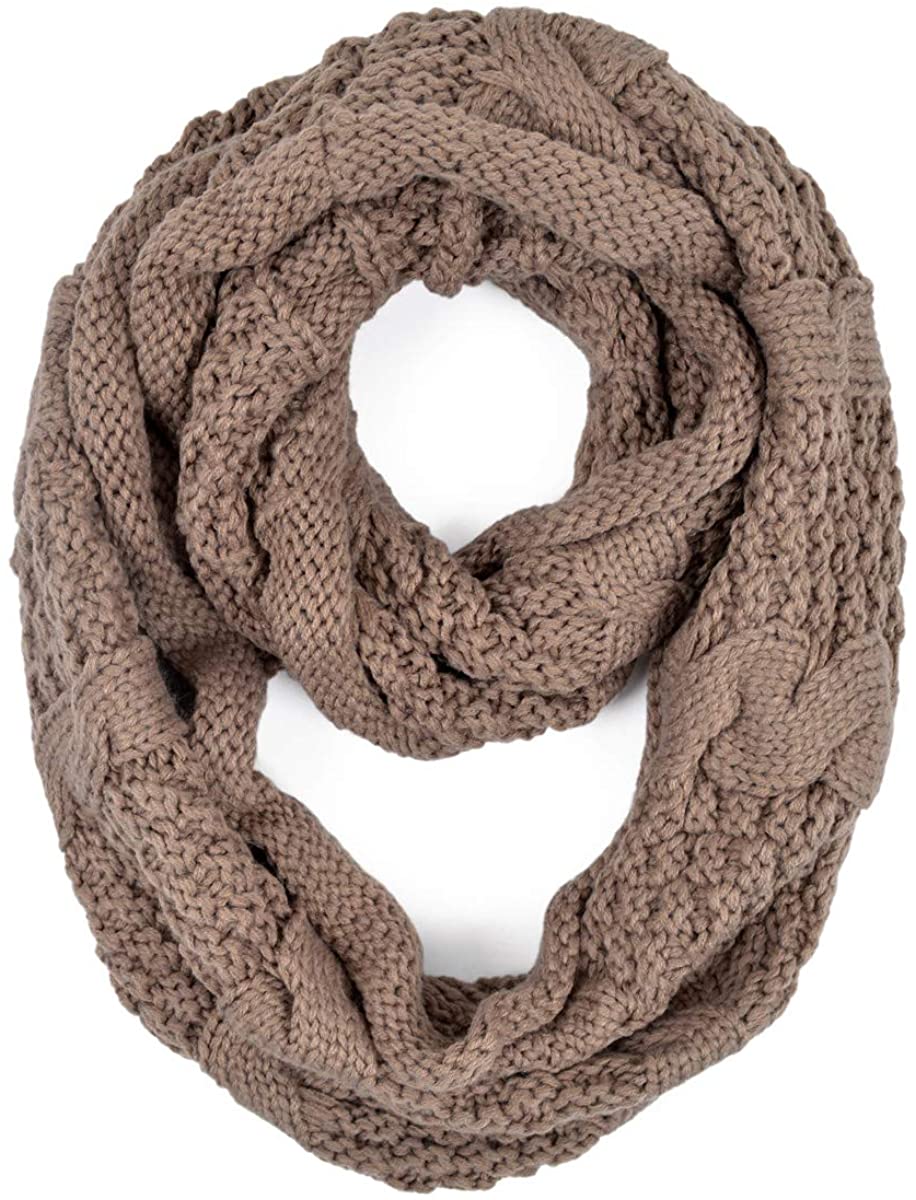TrendsBlue Premium Winter Thick Infinity Twist Cable Knit Scarf - Diff Colors Avail.