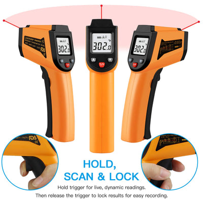 Digital Laser Infrared Kitchen Thermometer Gun with LCD Display -50°C to 400°C(-58°F to 752°F)