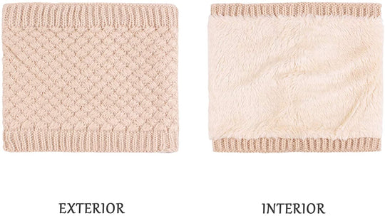 Women Winter Knitted Scarf Unisex Circle Loop Scarves Thick Fleece Neck Warmer for Men