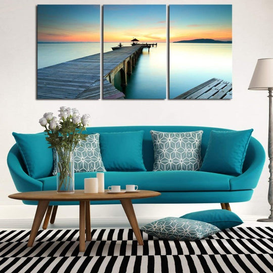 Seascape "Sunset on Ocean Beach" Canvas Wall Art