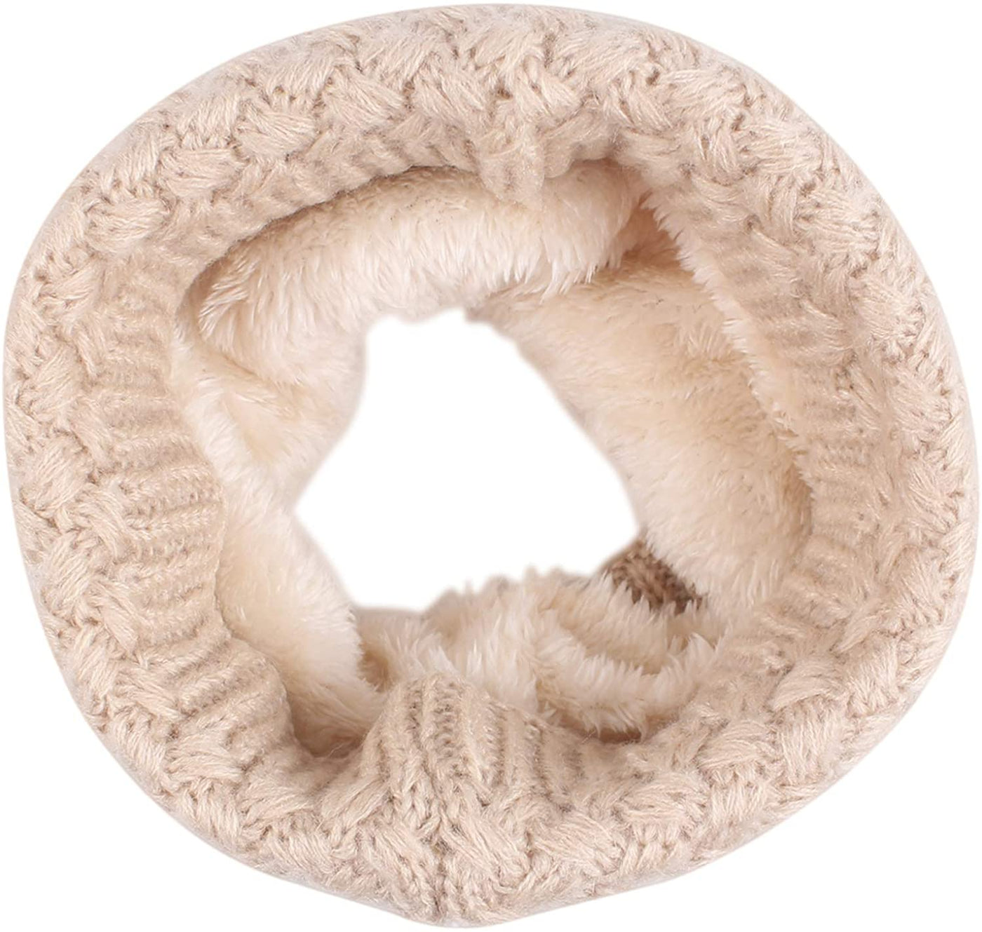 Women Winter Knitted Scarf Unisex Circle Loop Scarves Thick Fleece Neck Warmer for Men