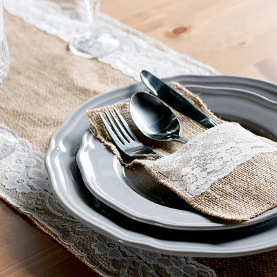 Natural Burlap Silverware Napkin Holders - 4x8 Inch