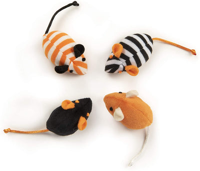 SmartyKat, Skitter Mice, Soft Plush Cat Toys, Catnip Filled, Pure, Potent, Halloween Themed, Set of 4, Orange, One Size, 38063