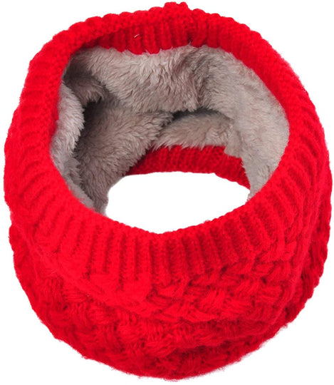 Lo Shokim Harsh Winter Double-Layer Soft Fleece Lined Thick Knit Neck Warmer Circle Scarf Windproof