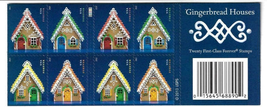 Sellos "Casas de jengibre" de USPS 2013 para siempre - Cuadernillo de 20 sellos de correos