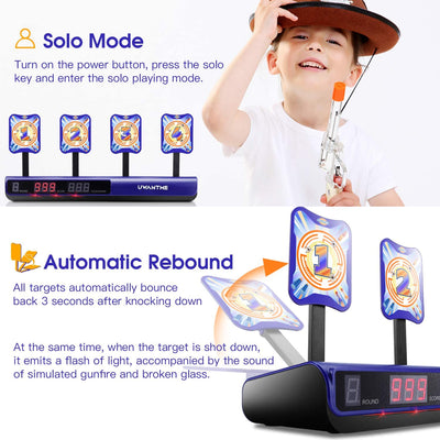 UWANTME Electronic Shooting Target Scoring Auto Reset Digital Targets for Nerf Guns Toys, Ideal Gift Toy for Kids-Boys & Girls