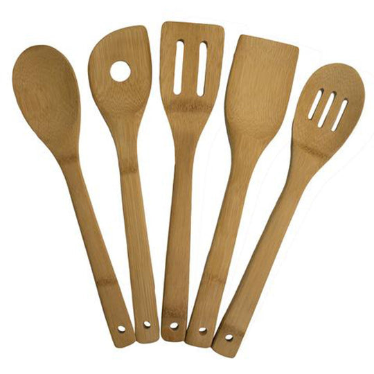 5 Piece: Organic Bamboo Kitchen Utensil Set