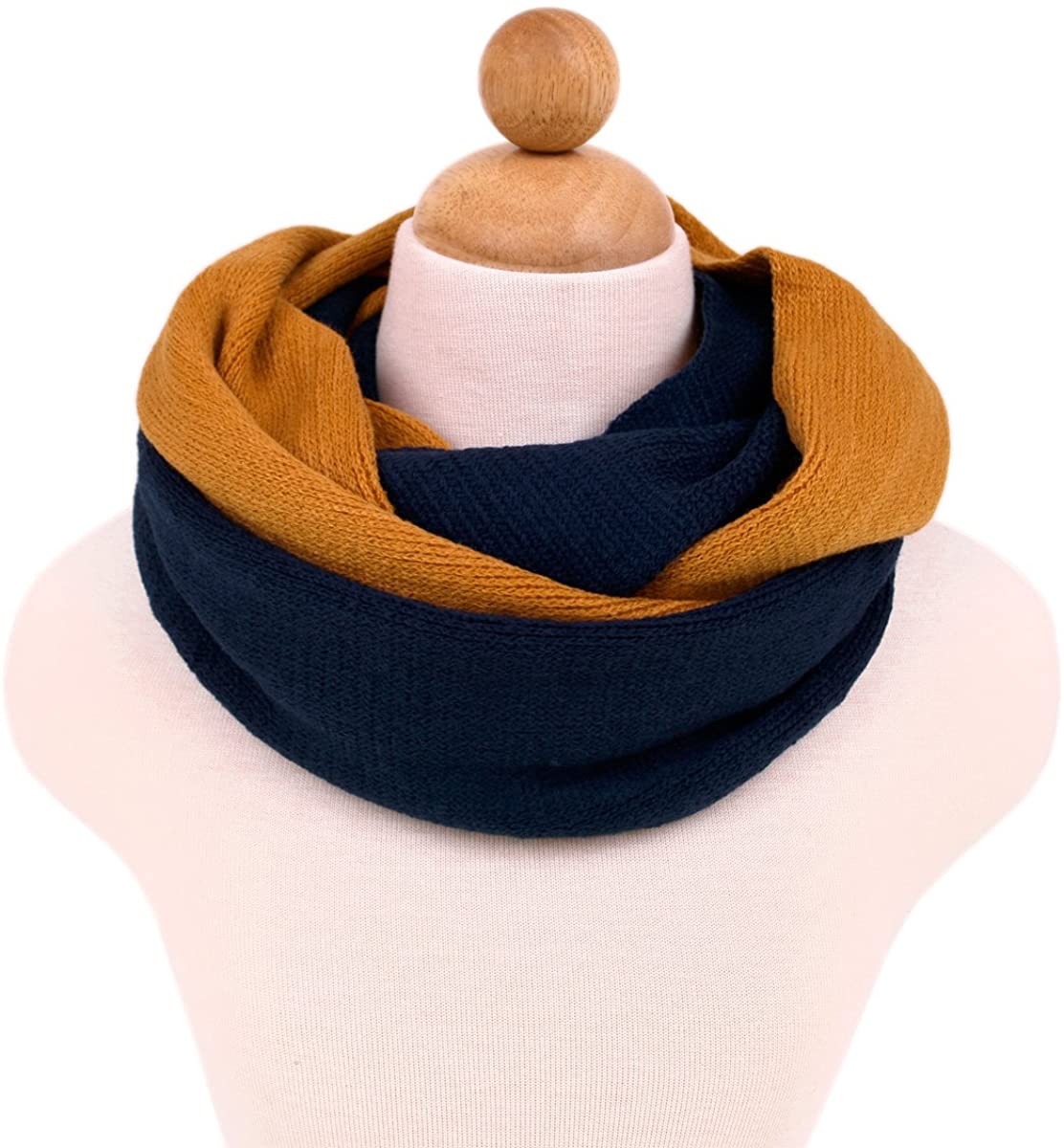 Two-Tone Winter Knit Warm Infinity Loop Circle Scarf