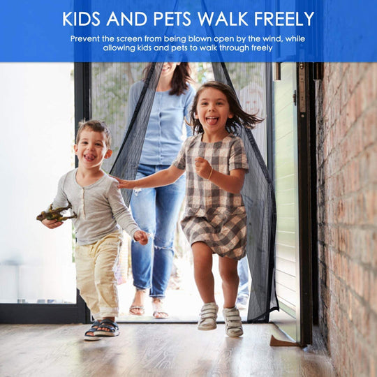 Magnetic Screen Door Retractable Mesh for Standard American 80" x 36" to 82" x 38" Size Doors Pet Net Patio Hands Free Magic Automatic Self Sealing Closing Closure