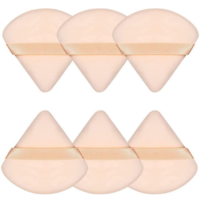 6 Pieces Powder Puff Face Soft Triangle Makeup Puff for Loose Powder Body Powder, Wedge Shape Velour Cosmetic Sponge for Contouring, Under Eyes and Corners, Beauty Makeup Tools