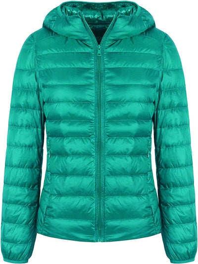  Light Weight Packable Down Coat with Hood and 2 Pockets